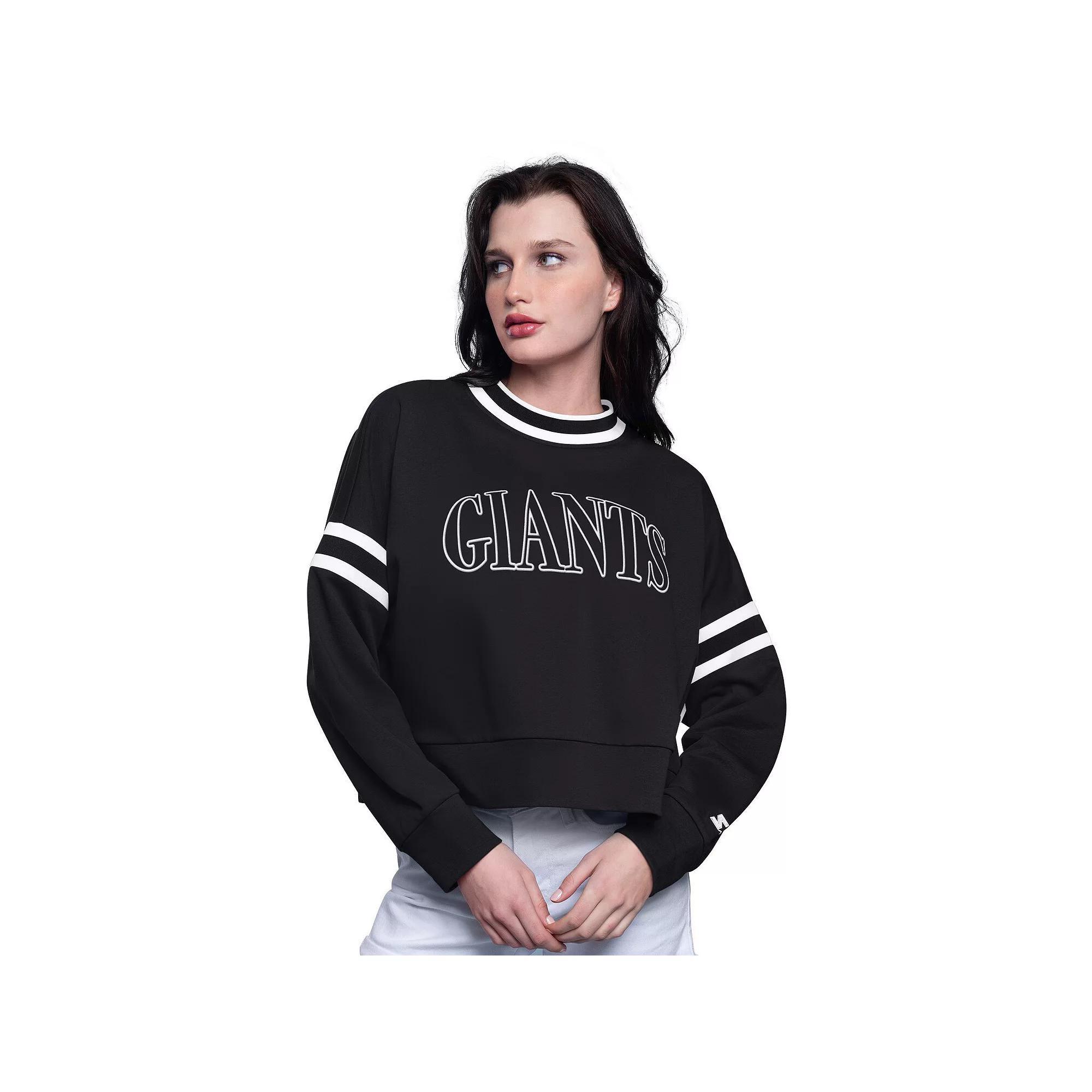Women's Starter Black San Francisco Giants Power Play Cropped Pullover Sweatshirt,  Product Image