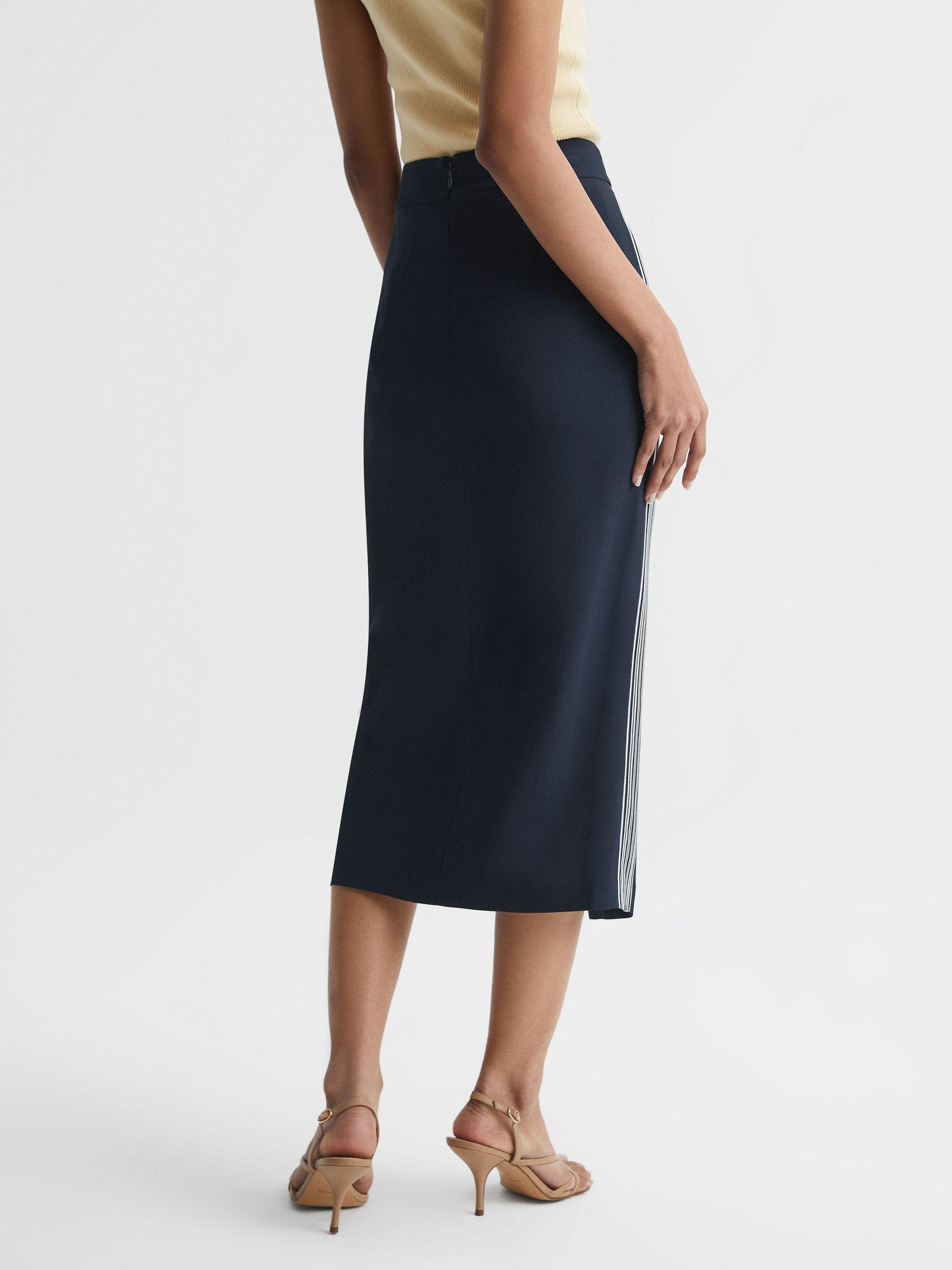 High Rise Midi Pencil Skirt in Navy Product Image
