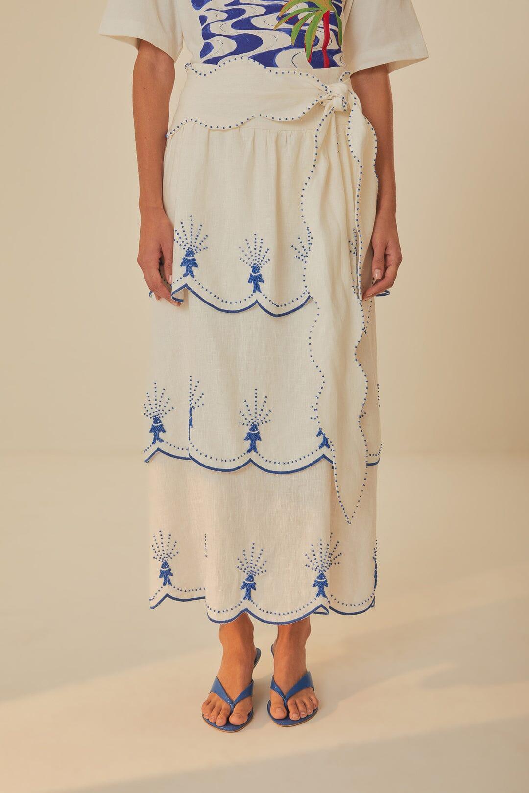 Off-White Sea Of Fish Embroidered Midi Skirt Product Image