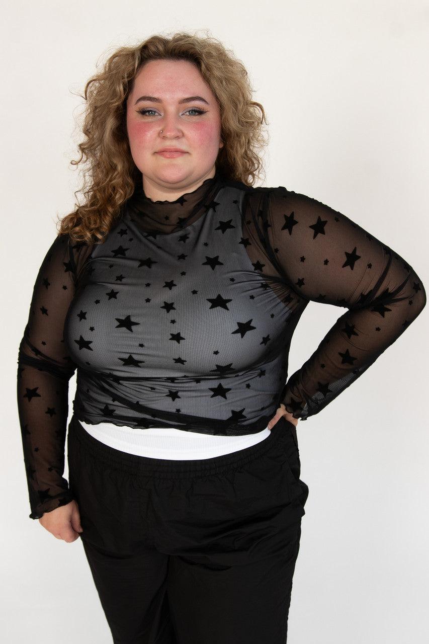 Extended Sizes Mesh Star Long Sleeve Product Image