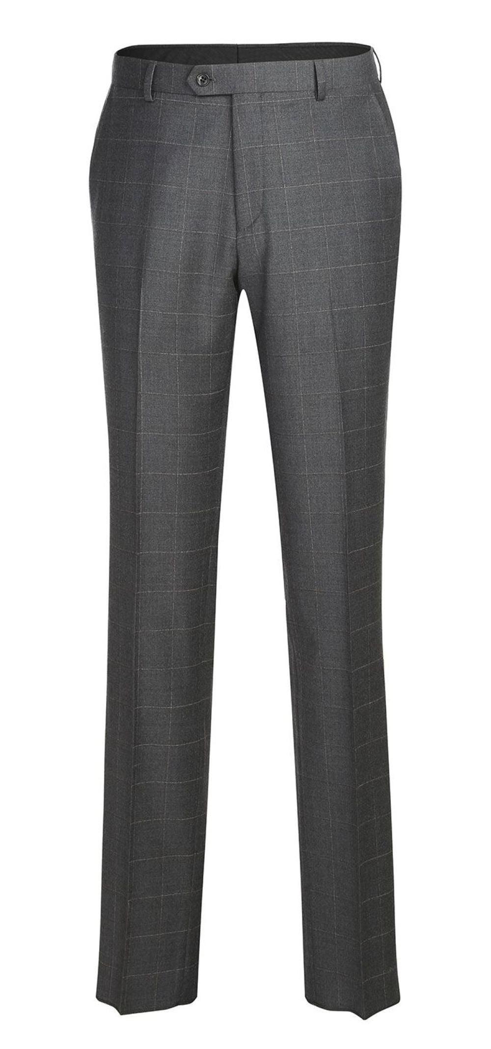 Gray Regular Fit Wool Blend Windowpane 2 Piece Suit Product Image