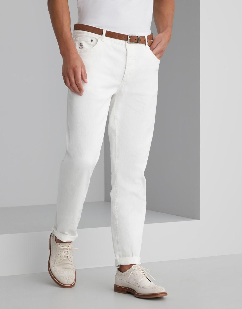 BRUNELLO CUCINELLI Mid-rise Cotton Straight Jeans In White Product Image