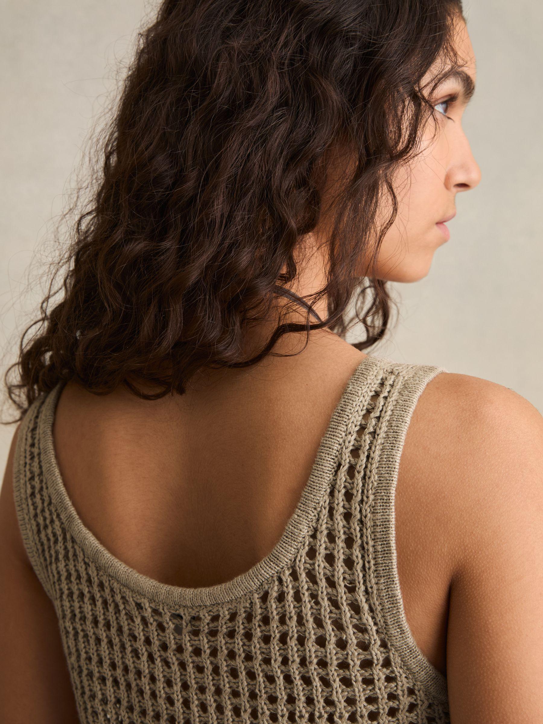 Linen Open Knit Vest in Stone Product Image