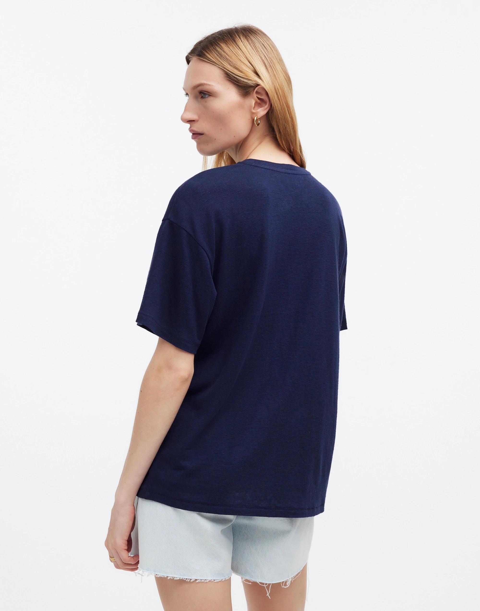 Linen-Blend Crewneck Oversized Tee Product Image