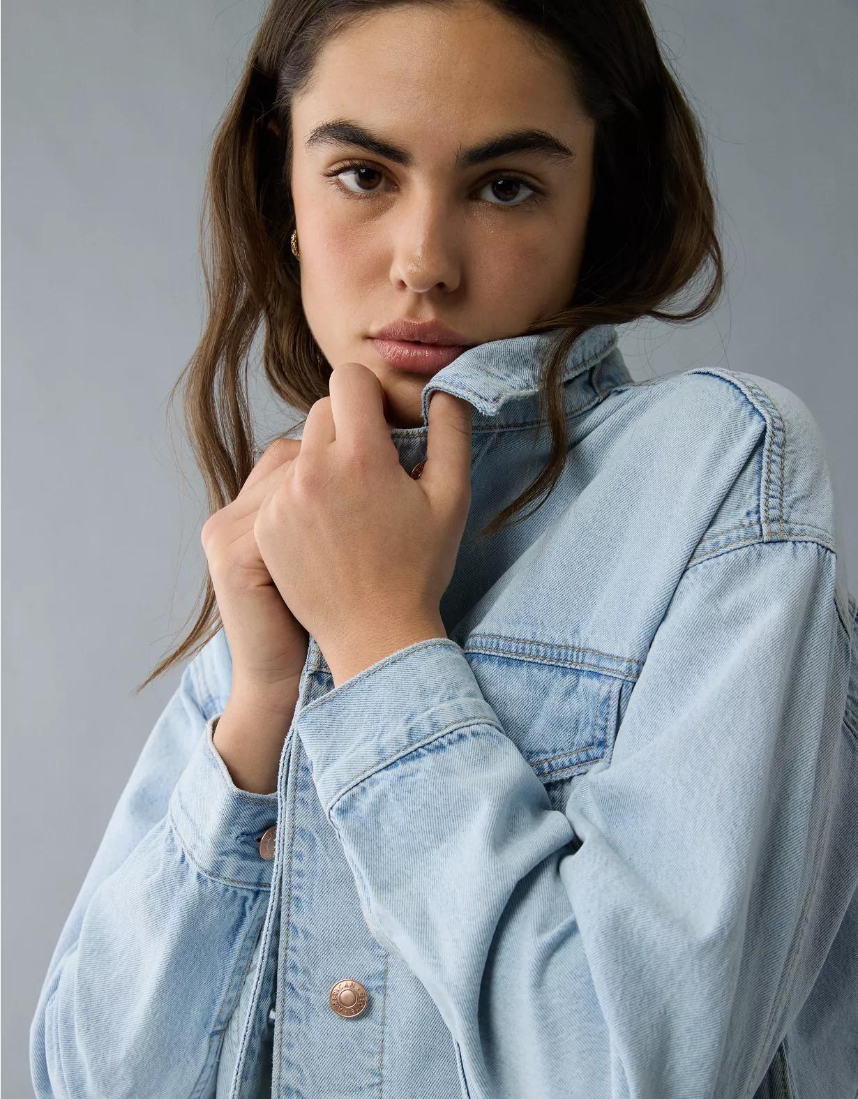AE Cropped Cut-Off Denim Jacket Product Image