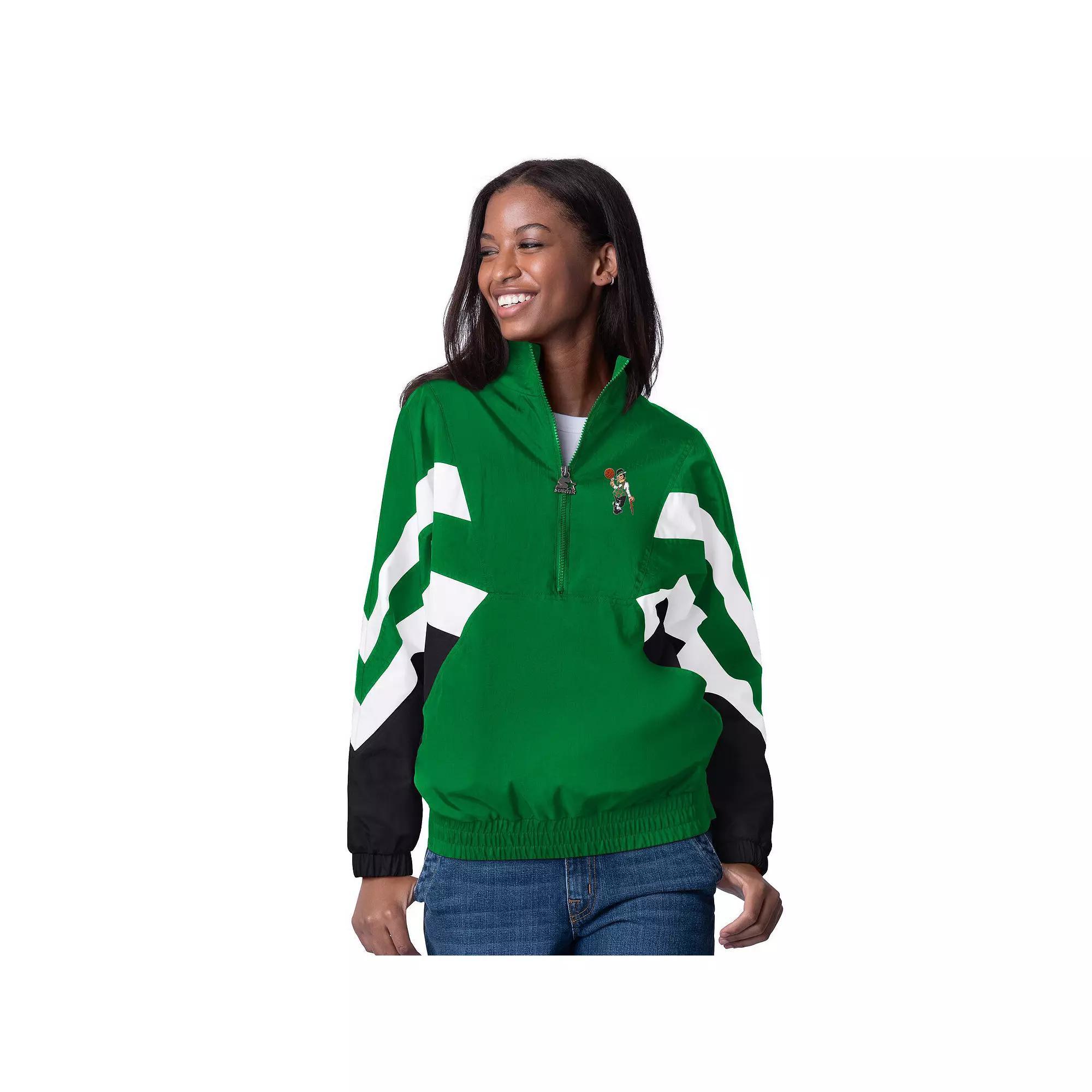 Women's Starter Kelly Green Boston Celtics Renegade Oxford Half-Zip Jacket,  Product Image