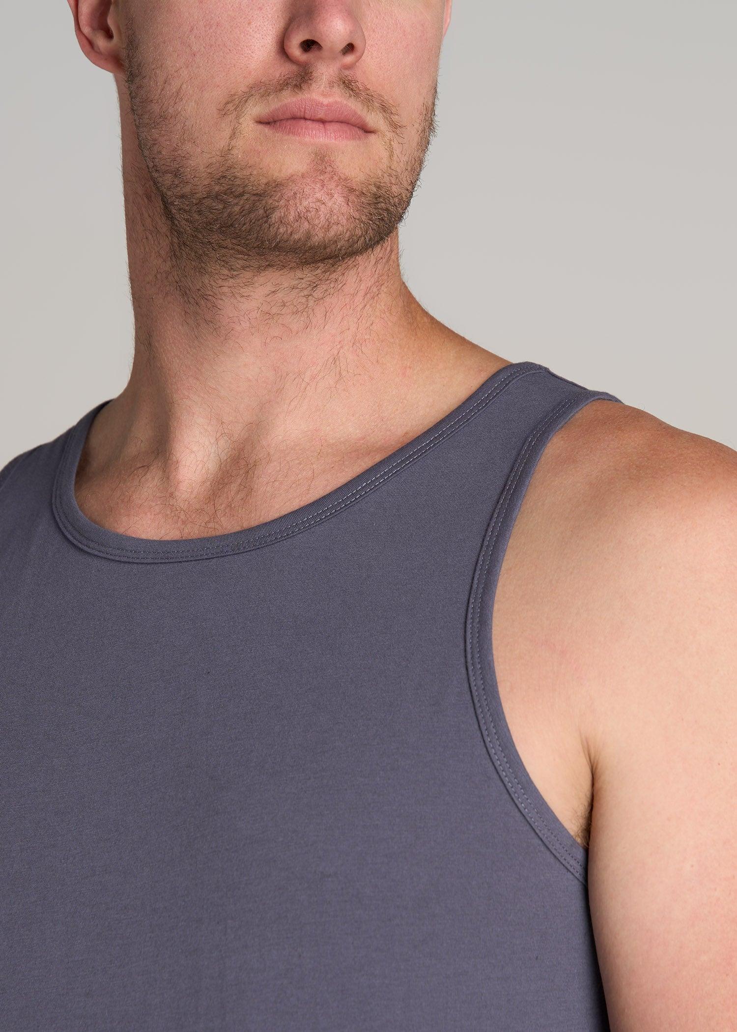 The Essentials: Men's Tall SLIM-FIT Beach Tank Top in Black Male Product Image