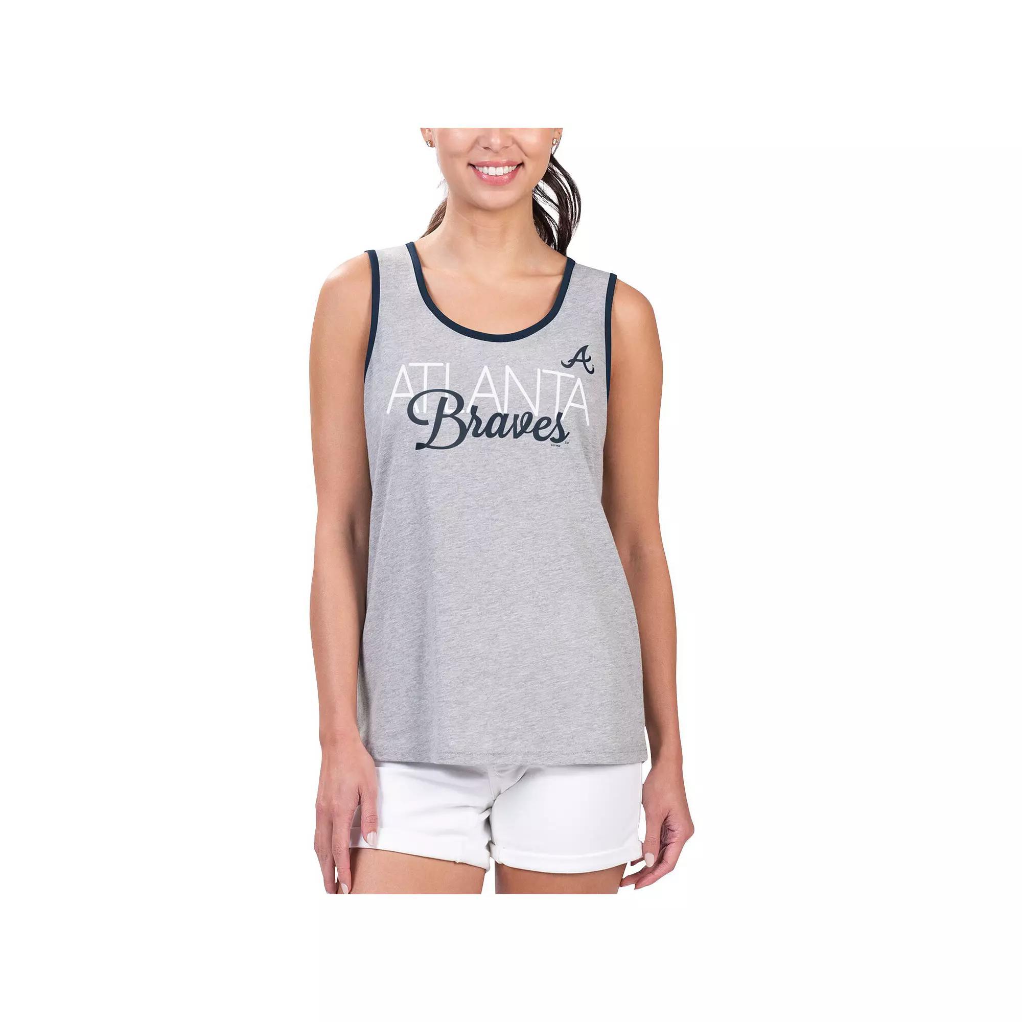 Women's G-III 4Her by Carl Banks Gray Atlanta Braves Fastest Lap Tank Top, Size: Small, Grey Product Image