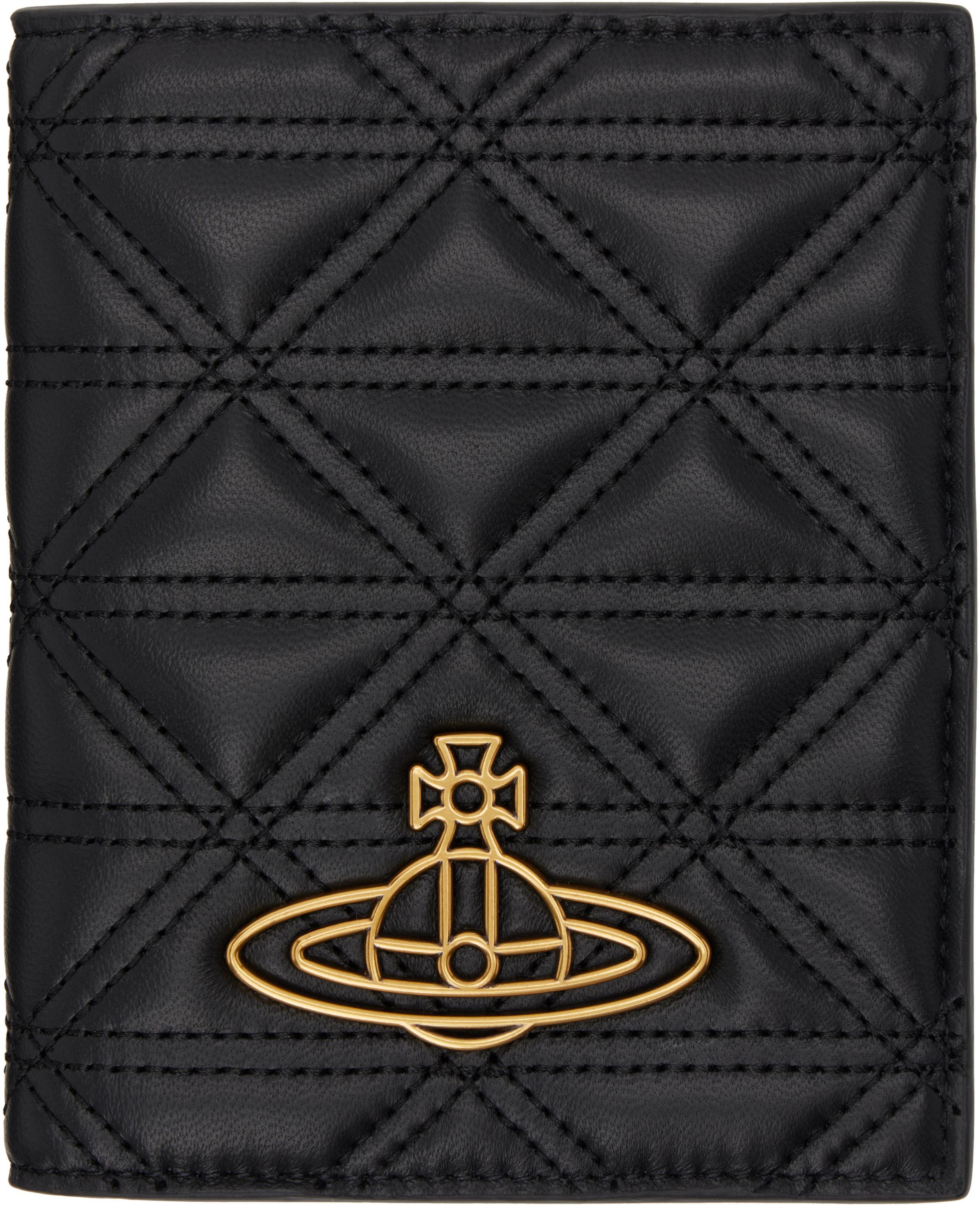 VIVIENNE WESTWOOD Black Quilted Passport Holder In Aw24-n403 Product Image