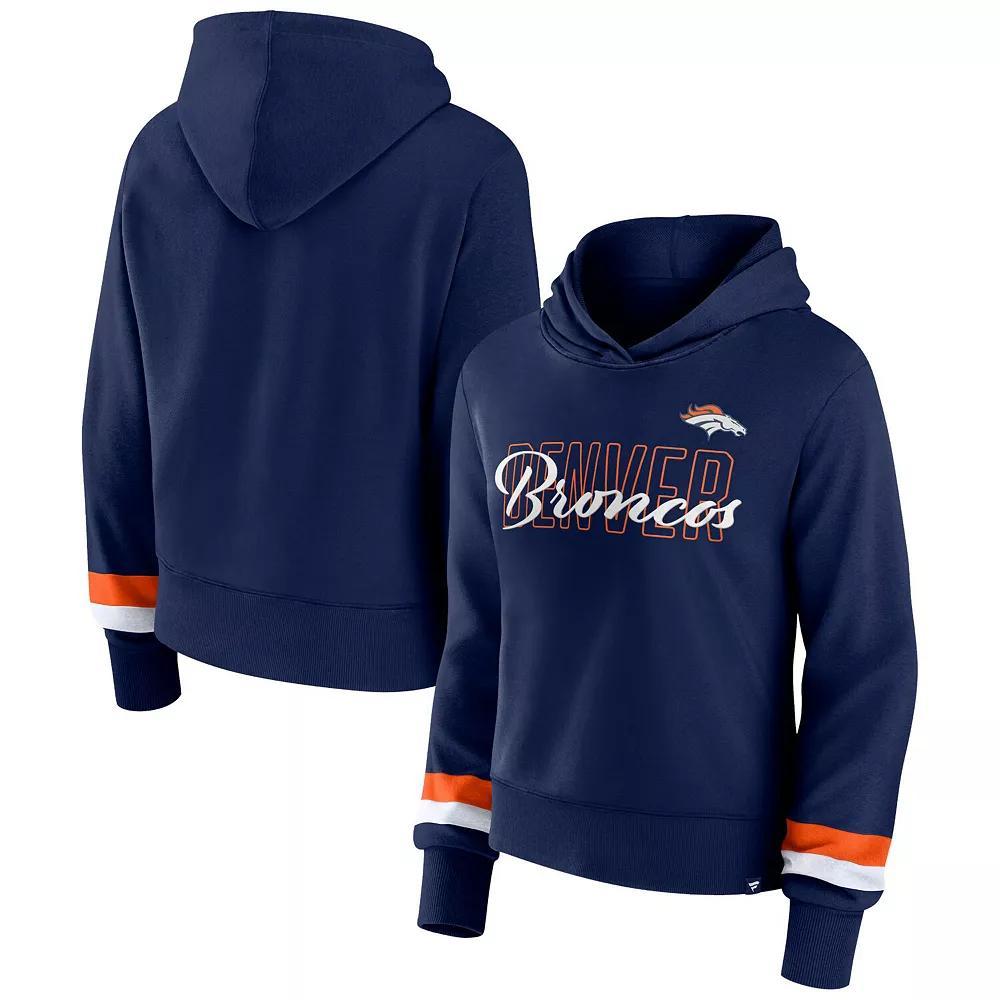 Women's Fanatics Branded Navy Denver Broncos Over Under Pullover Hoodie,  Product Image
