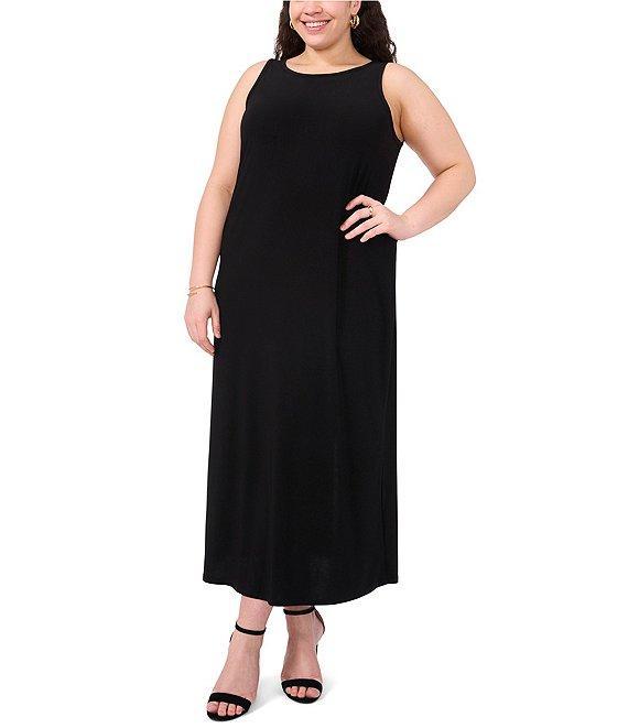 Vince Camuto Plus Size Sleeveless Crew Neck Keyhole Back Knit Maxi Dress Product Image