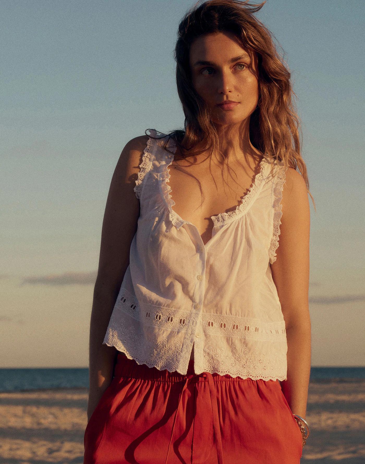 Embroidered Scalloped Tank Product Image