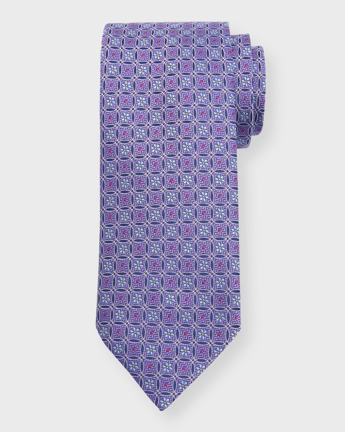 Mens Floral Circle-Print Silk Tie Product Image