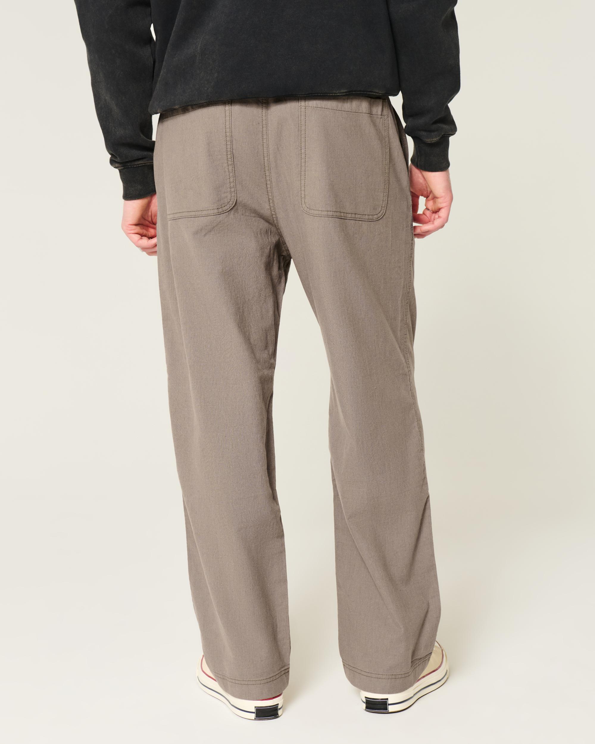 Linen-Blend Flex Waist Baggy Pants Product Image