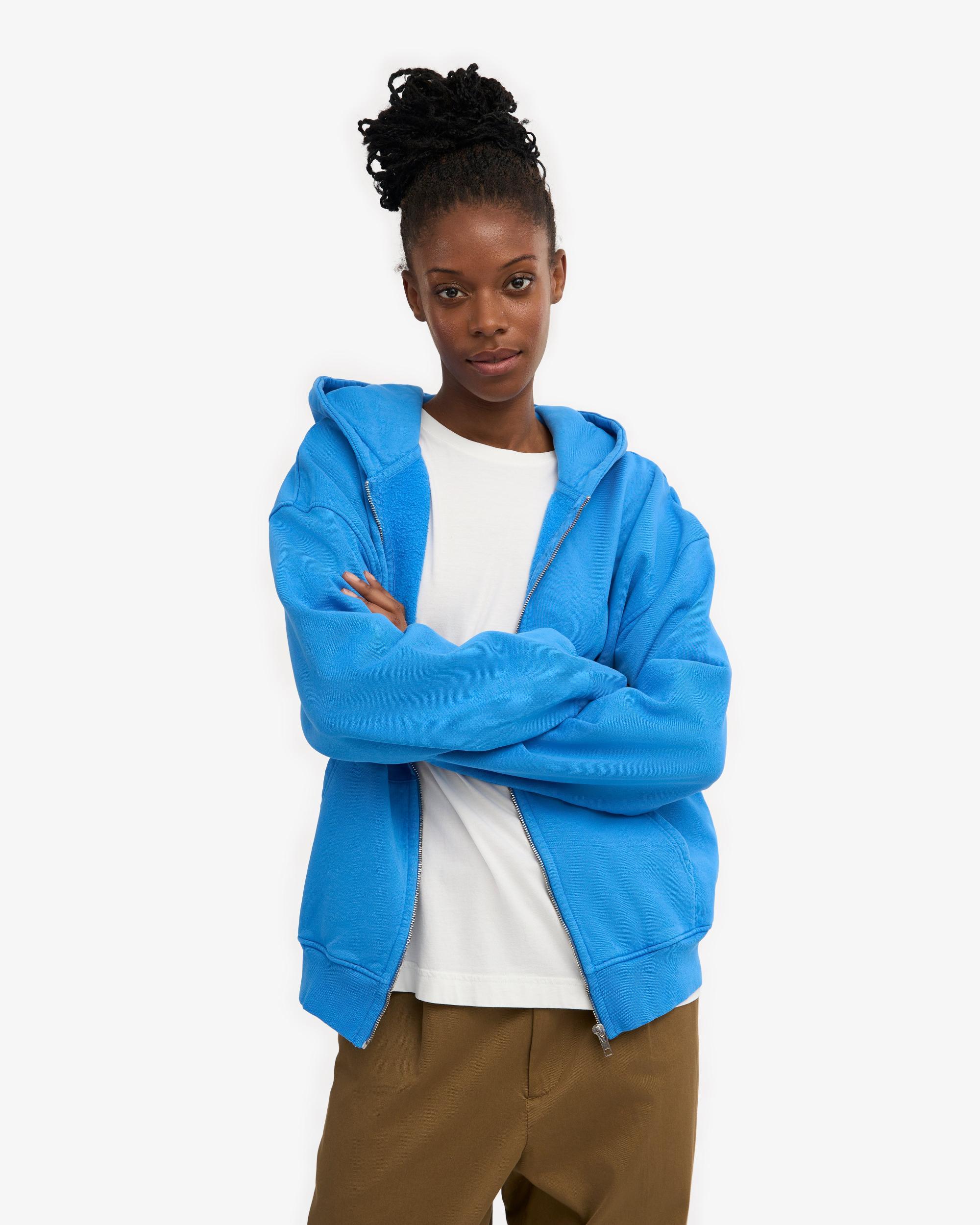 Organic Oversized Zip Hood - Pacific Blue Product Image