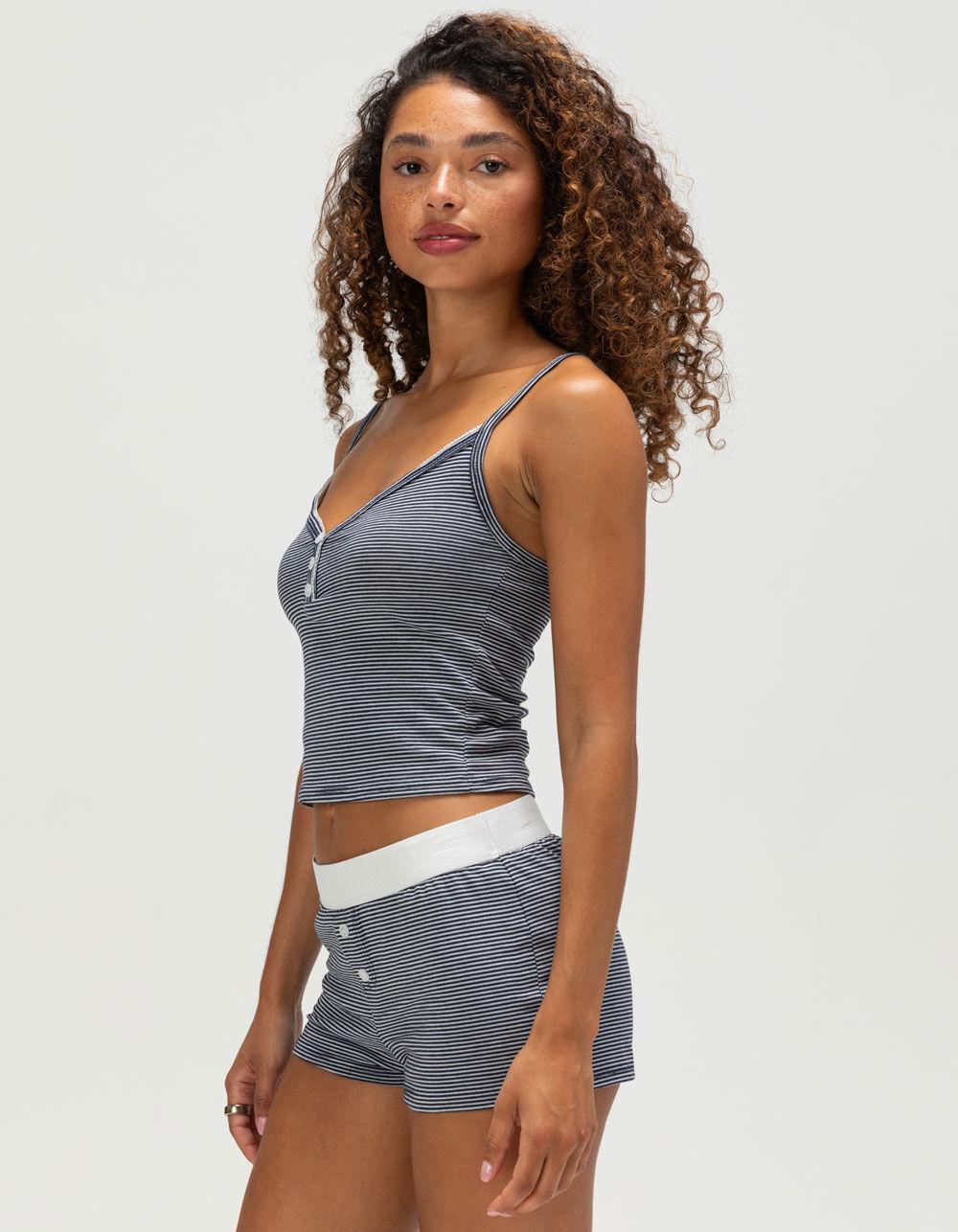 FULL TILT Stripe Button Womens Cami - NAVY COMBO Product Image