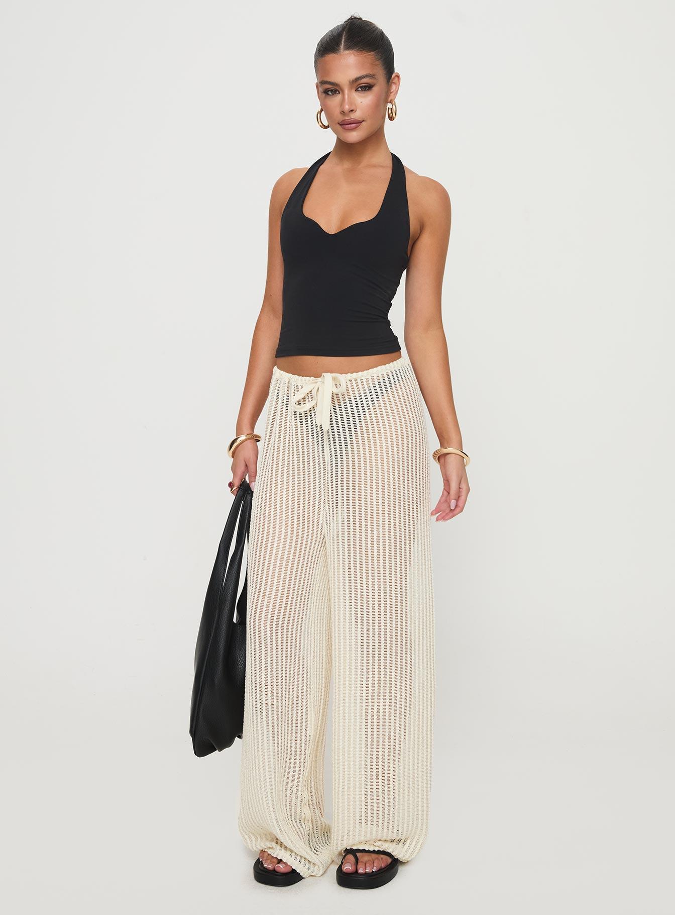 Darcie Knit Pants Beige Product Image