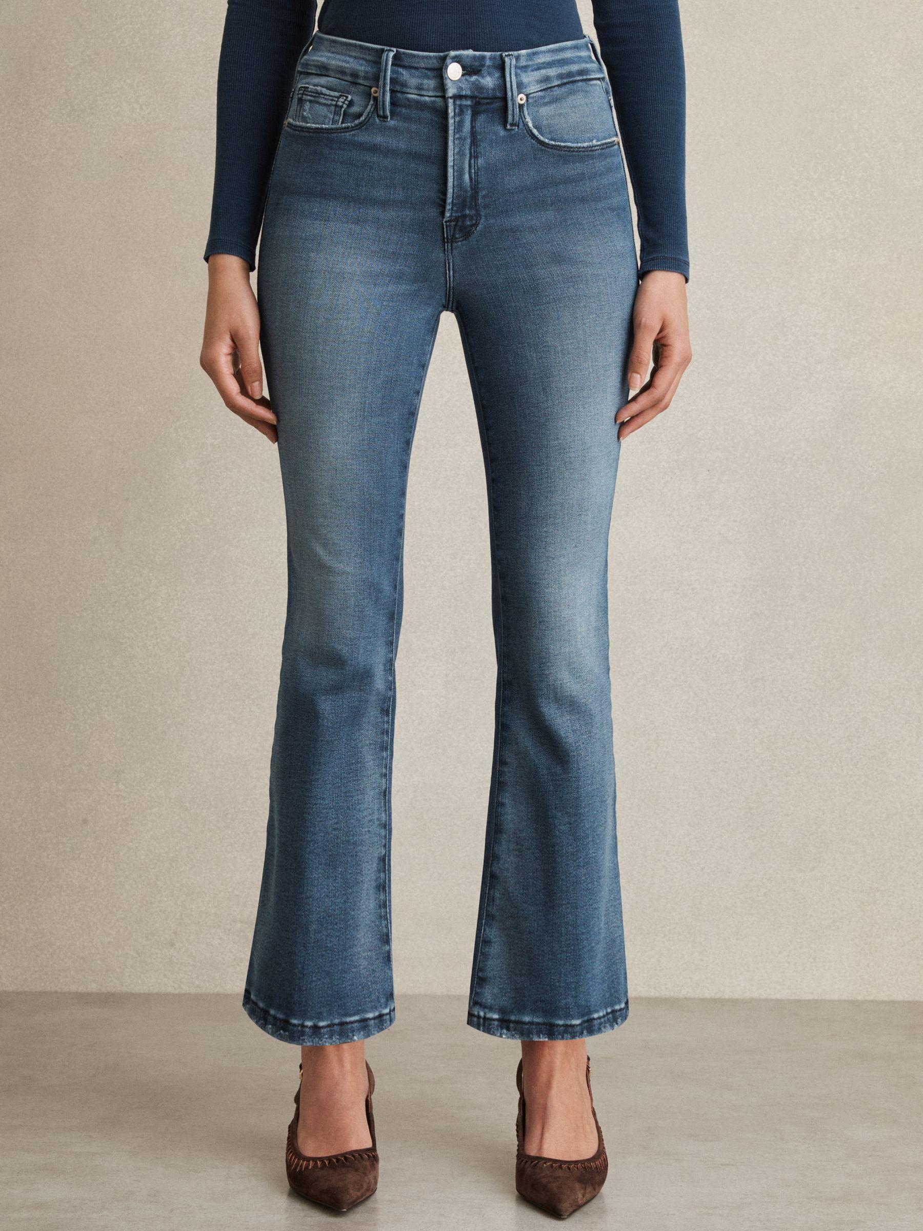 Good American Cropped Bootcut Jeans in Indigo Product Image