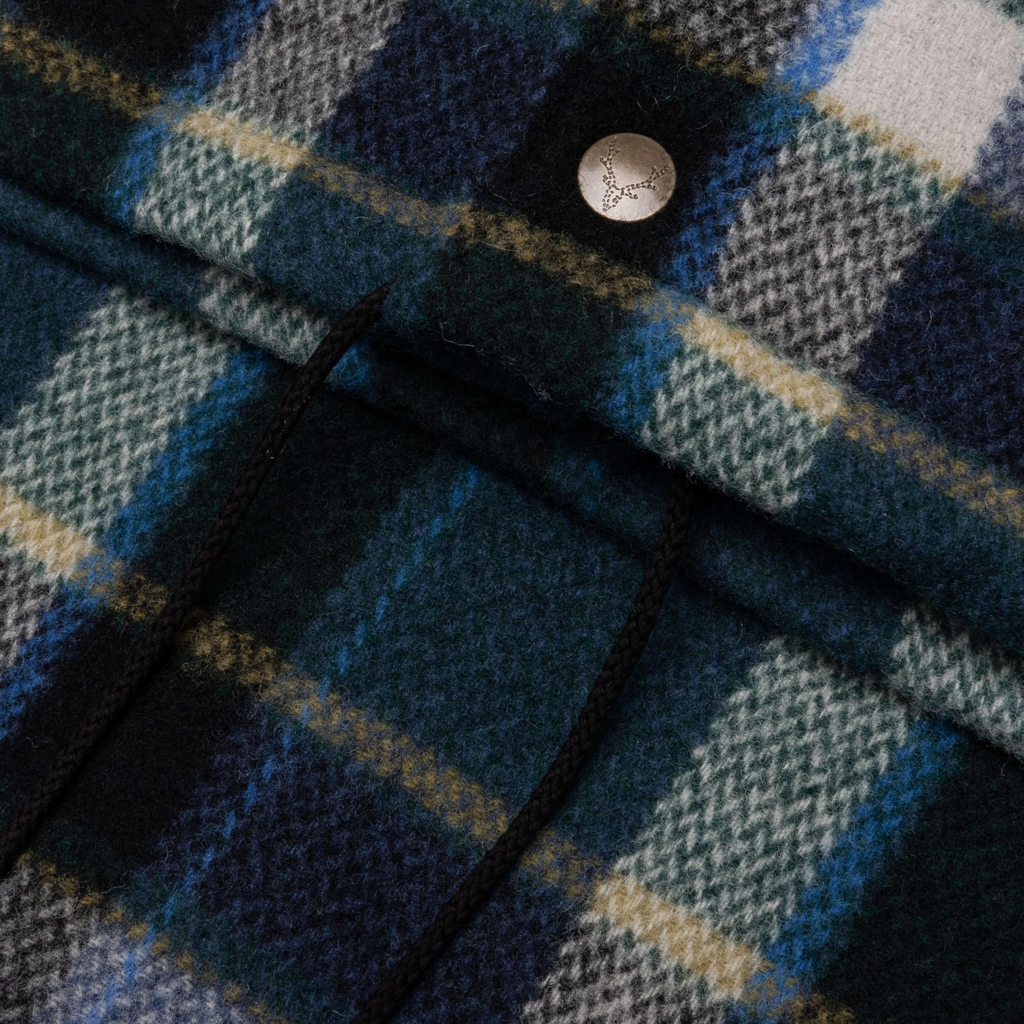 Wool Melton Plaid Coach Jacket - Green Male Product Image