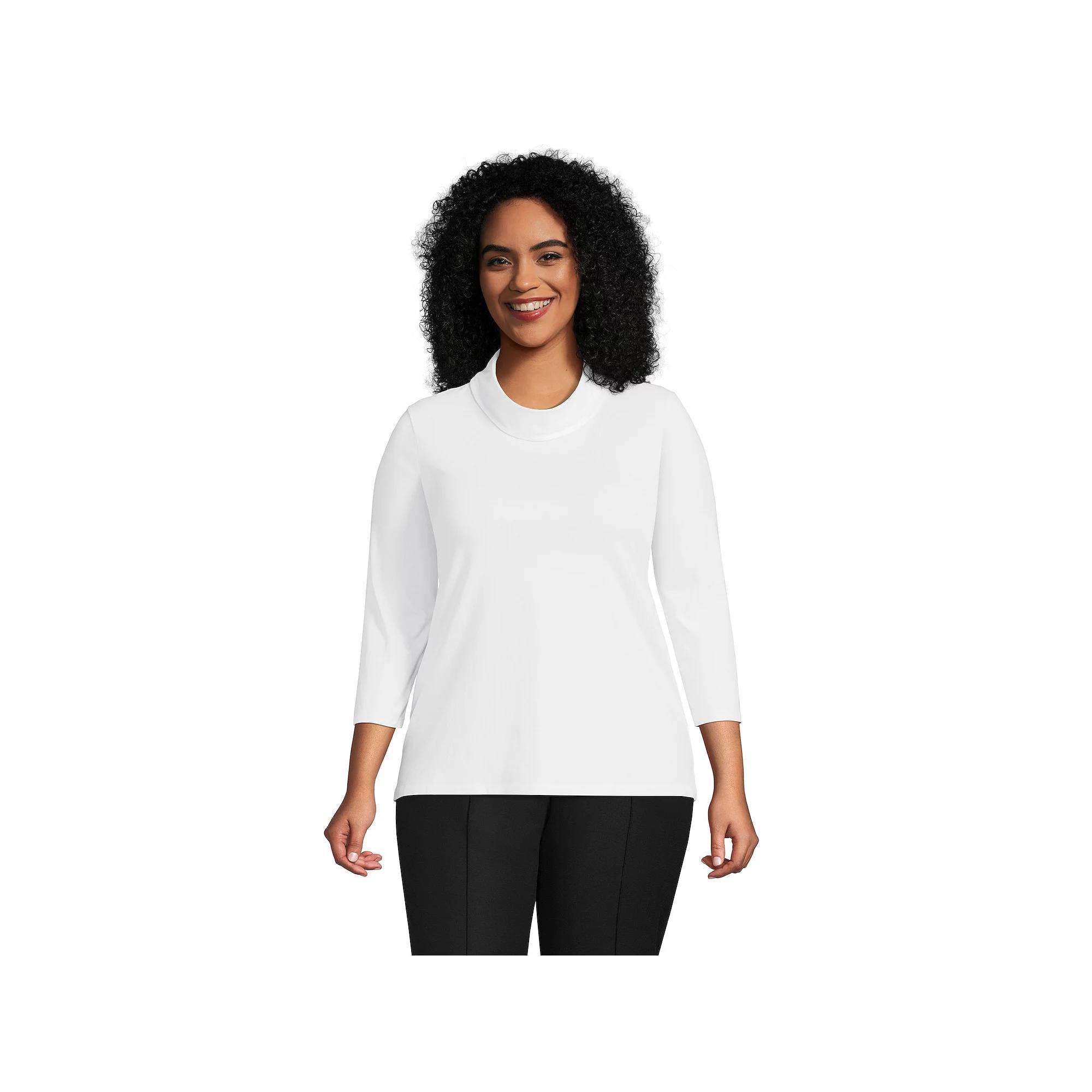 Plus Size Lands' End Lightweight Jersey Cowl Neck Top, Women's, Size: 2XL, White Product Image