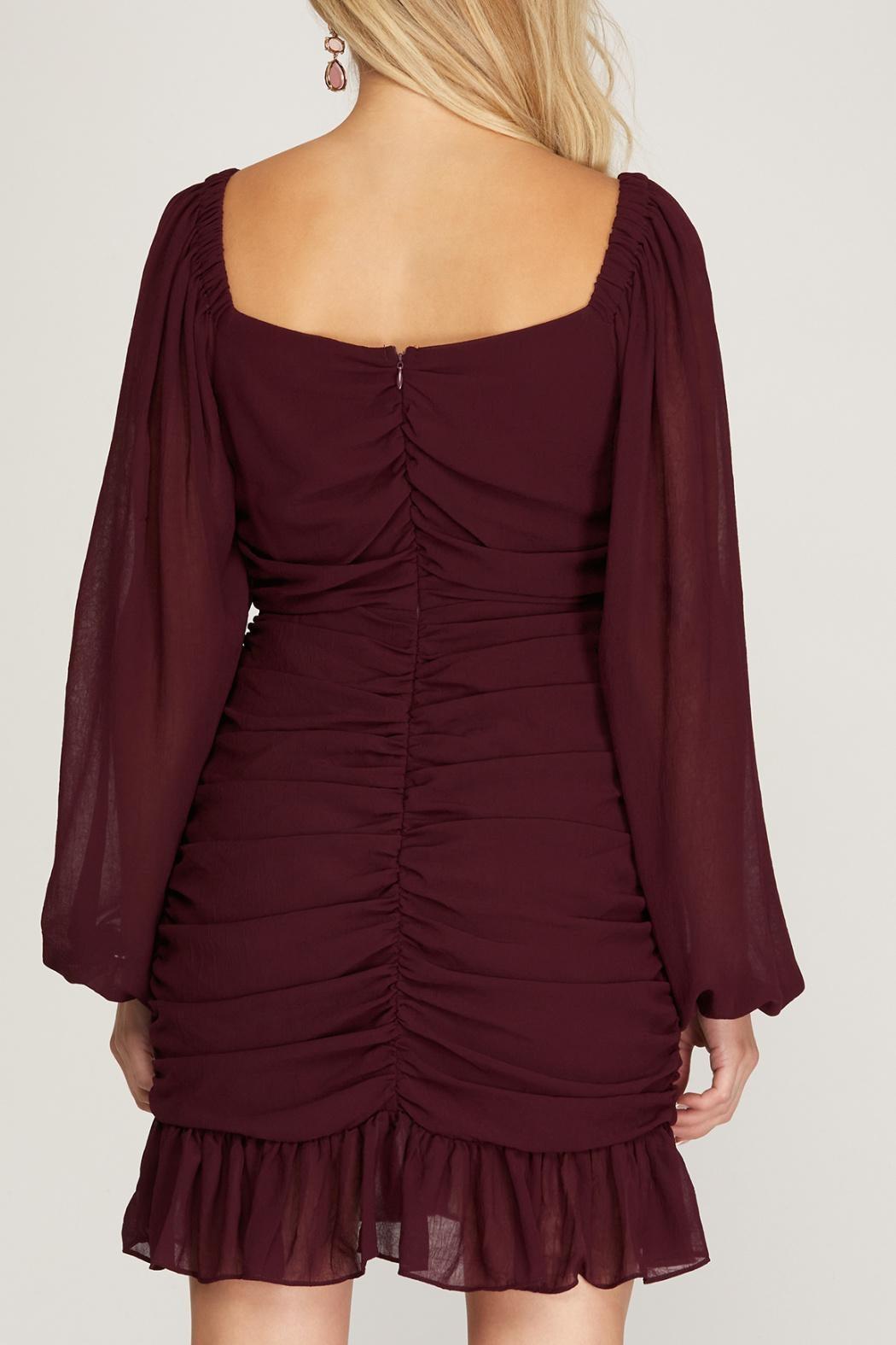 Long Sleeve Rouched Dress Product Image