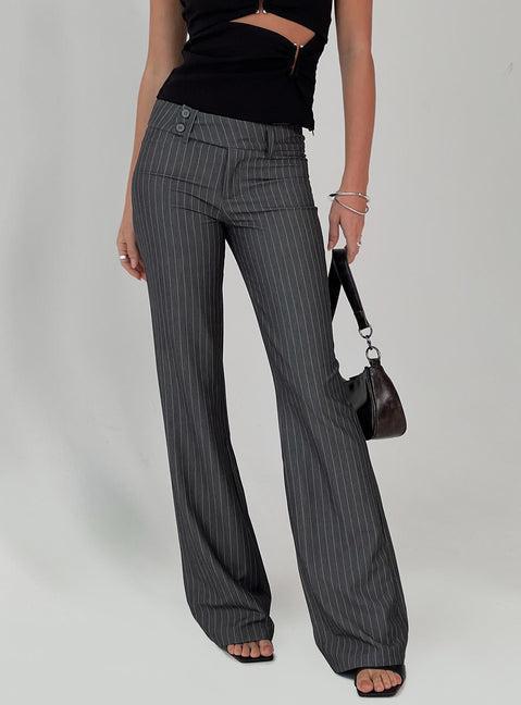 Kinkirk Flared Pants Grey Pinstripe Tall Product Image