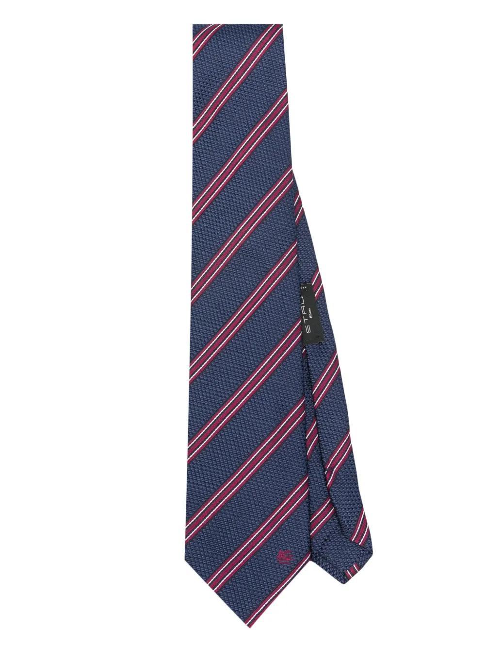 ETRO Stripe-pattern Silk Tie In Blau Product Image