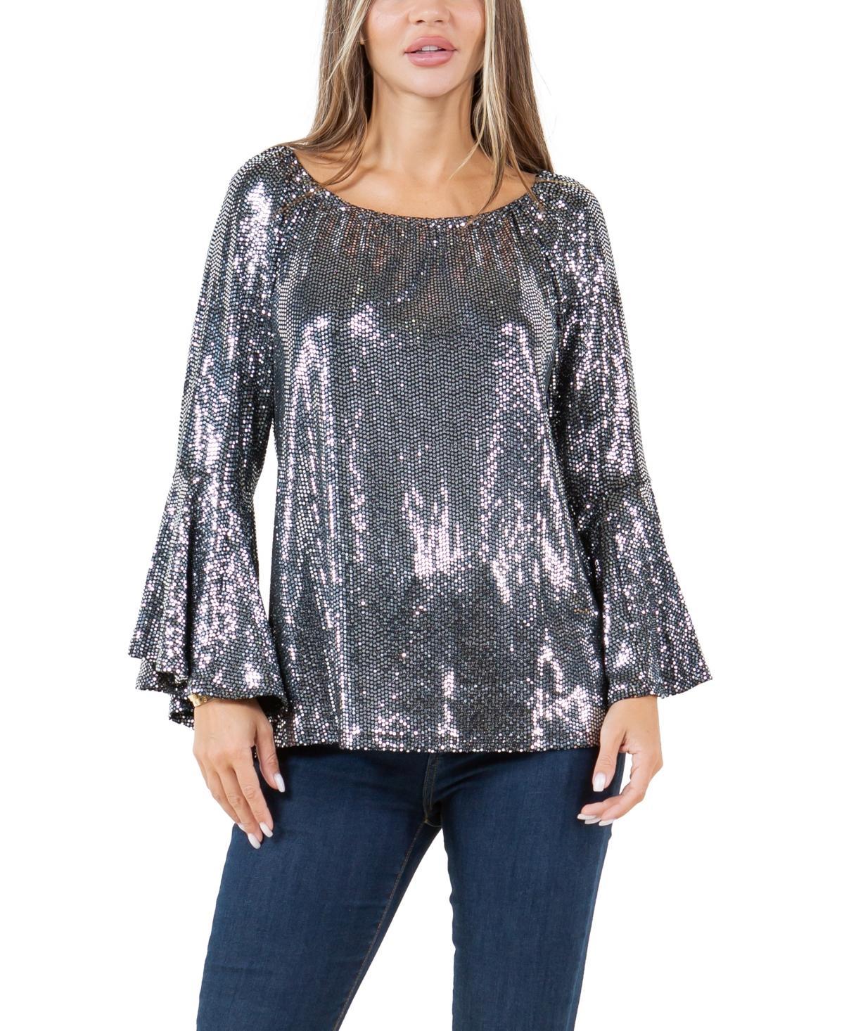 Fever Womens Glitter Dot Symphony Sleeve Top Product Image