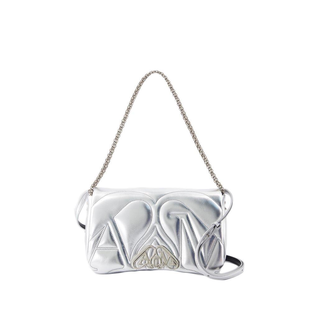 ALEXANDER MCQUEEN The Seal Small Crossbody -  - Leather - Silver In Metallic Product Image