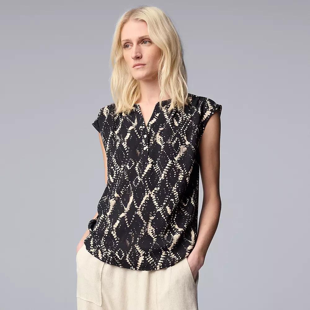 Women's Simply Vera Vera Wang Dolman Popover Top, Size: XXL, Black Diamond Dye Product Image