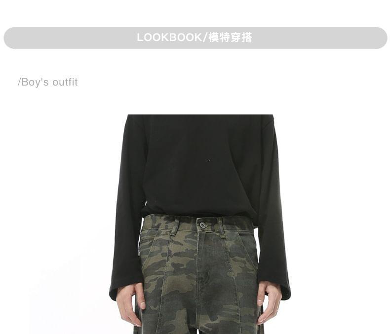 High Waist Camo Print Wide Leg Jeans Product Image