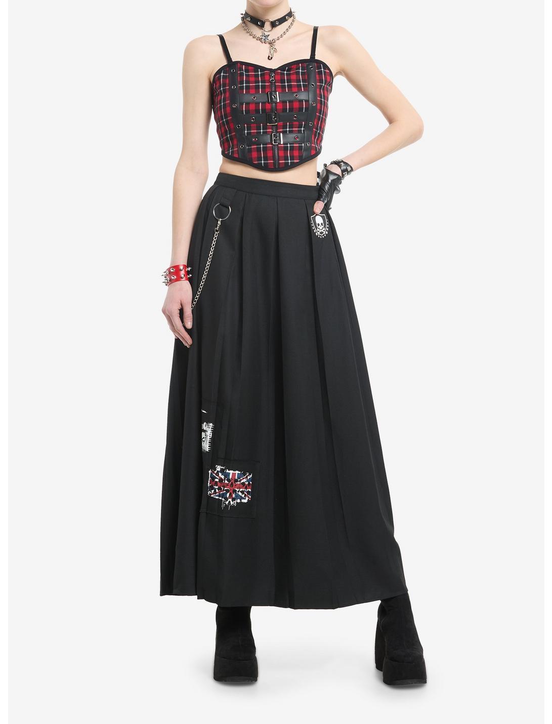 Black & Red Plaid Grommet Corset Top Product Image