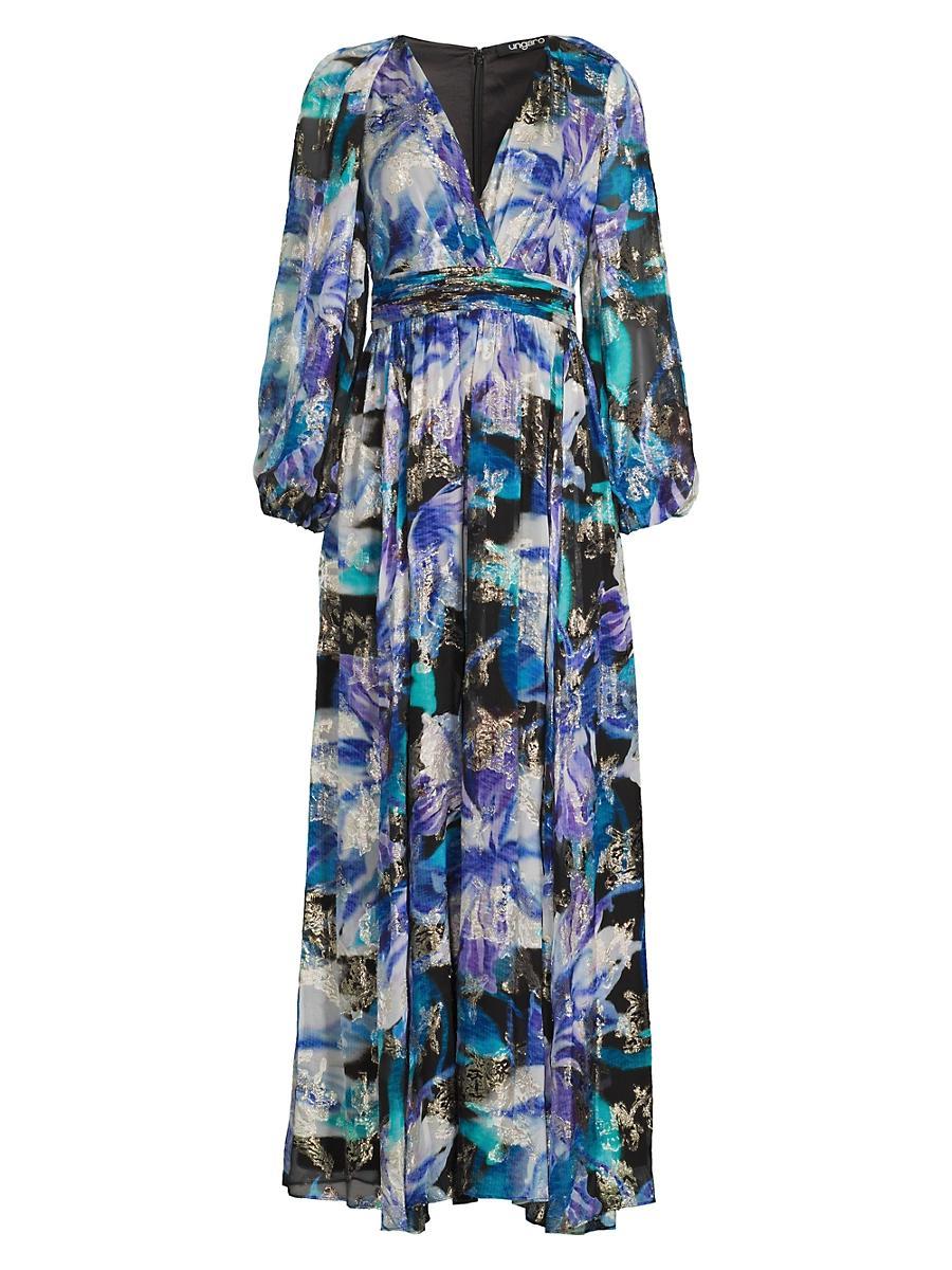 Womens Izzy Metallic Floral Maxi Dress Product Image