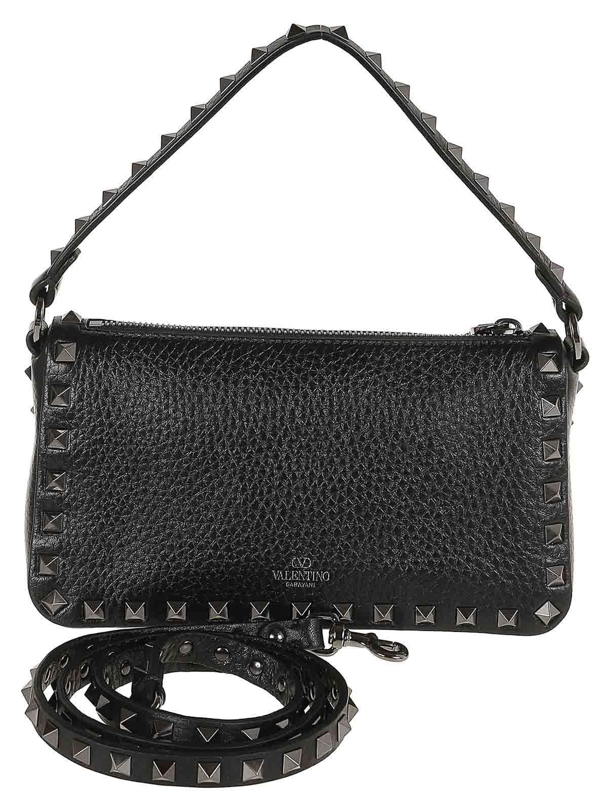 VALENTINO GARAVANI Valentino Rockstud Small Grainy Leather Crossbody In Black Product Image