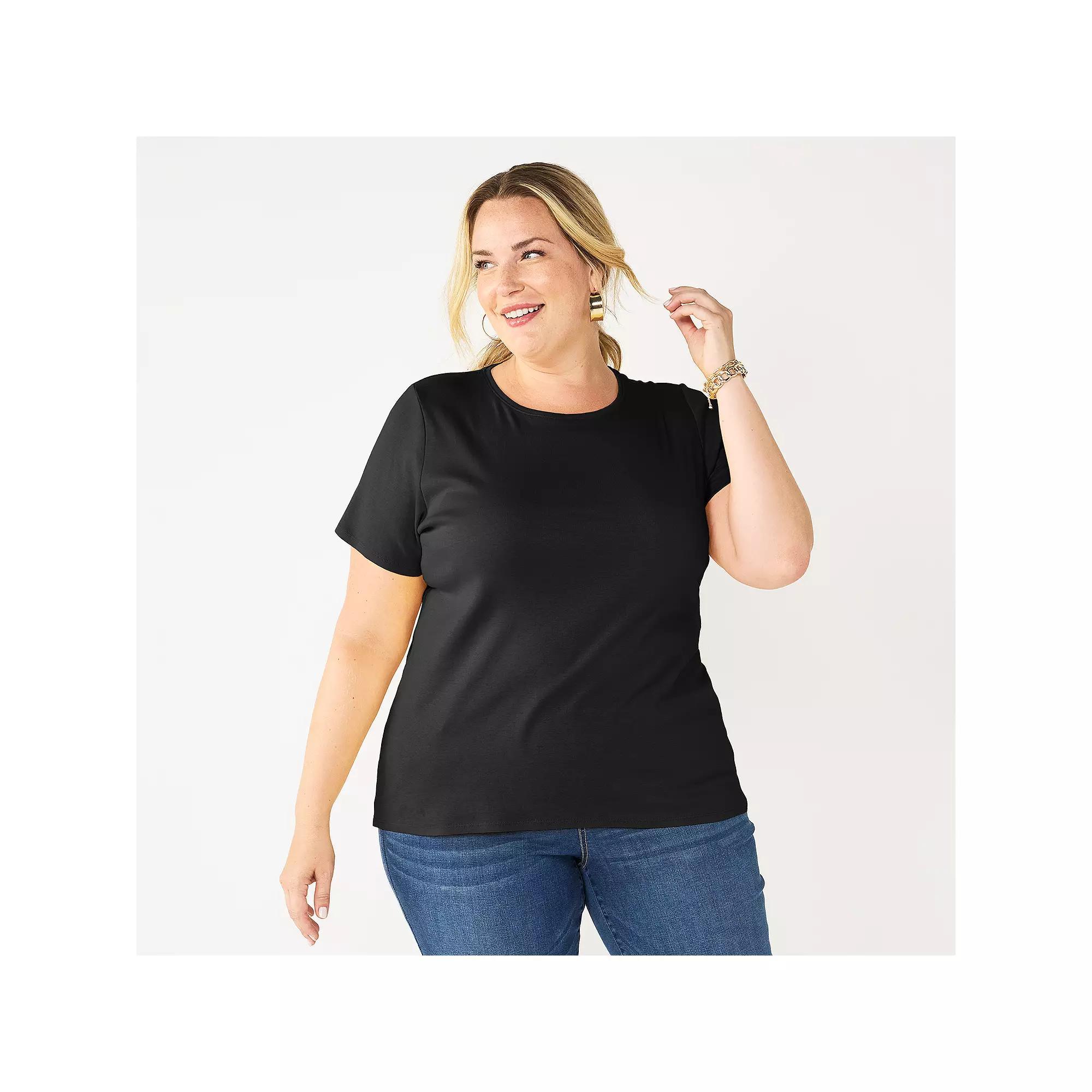 Plus Size Croft & Barrow Essential Crewneck Top, Womens Product Image
