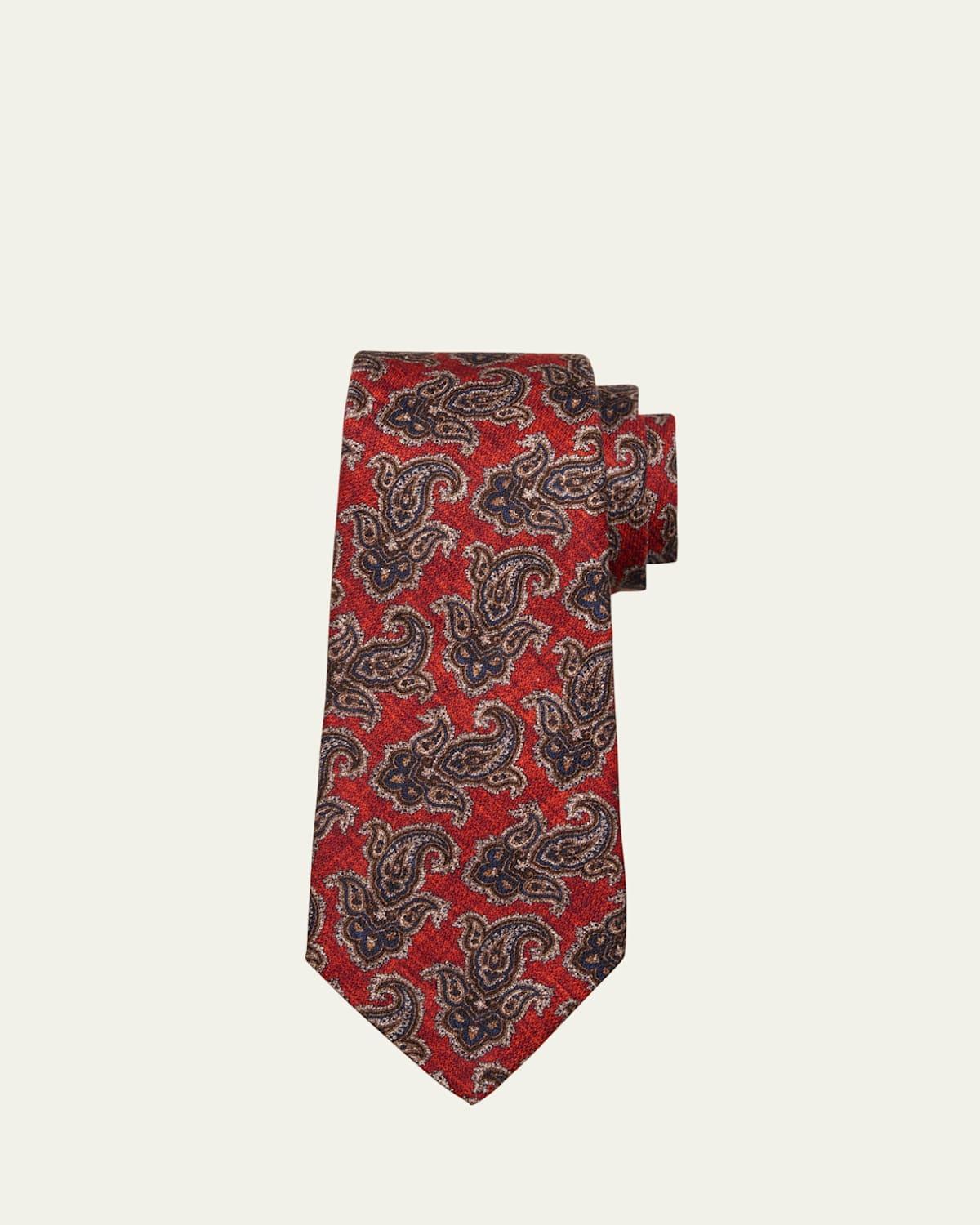 Mens 7-Fold Paisley Silk Tie Product Image