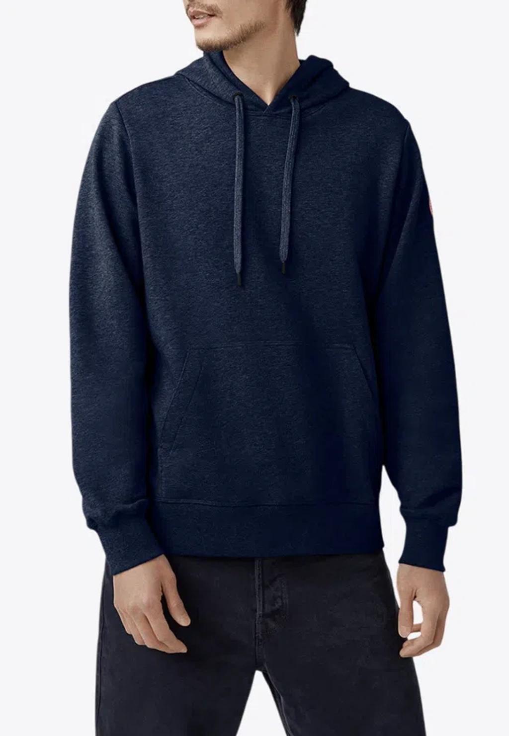 CANADA GOOSE Huron Logo Patch Hooded Sweatshirt In Navy Product Image