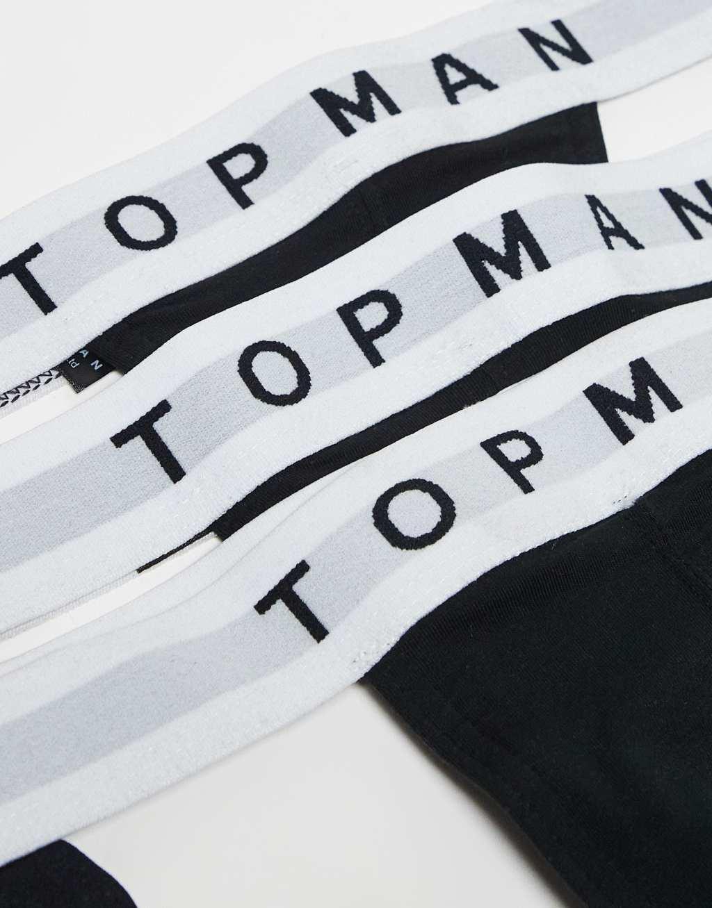 Topman 3 pack jocks in black with white waistbands Product Image