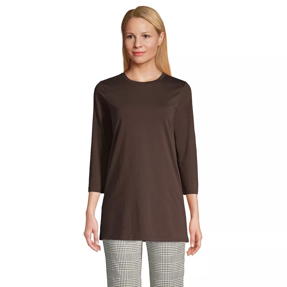 Petite Lands' End 3/4-Sleeve Supima Cotton Crewneck Tunic, Women's,  Product Image