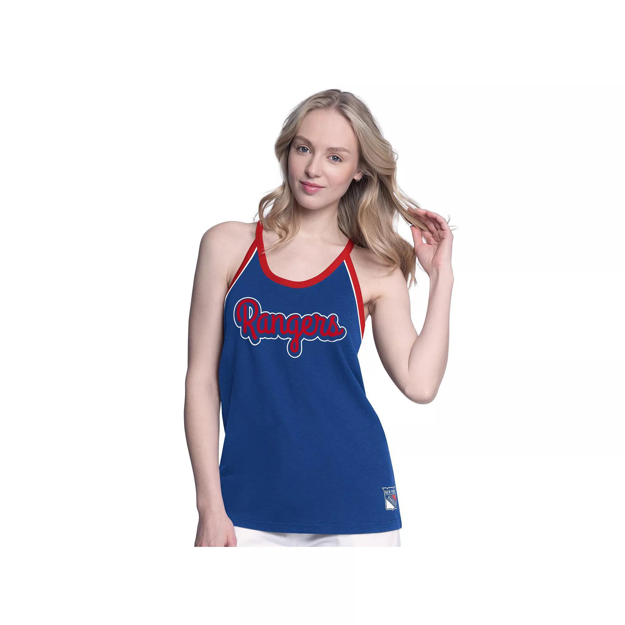 Women's G-III 4Her by Carl Banks Blue New York Rangers Curveball Racerback Tank Top,  Product Image