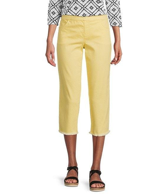 Intro Straight Slim Leg Frayed Hem Capri Pull-On Pants Product Image