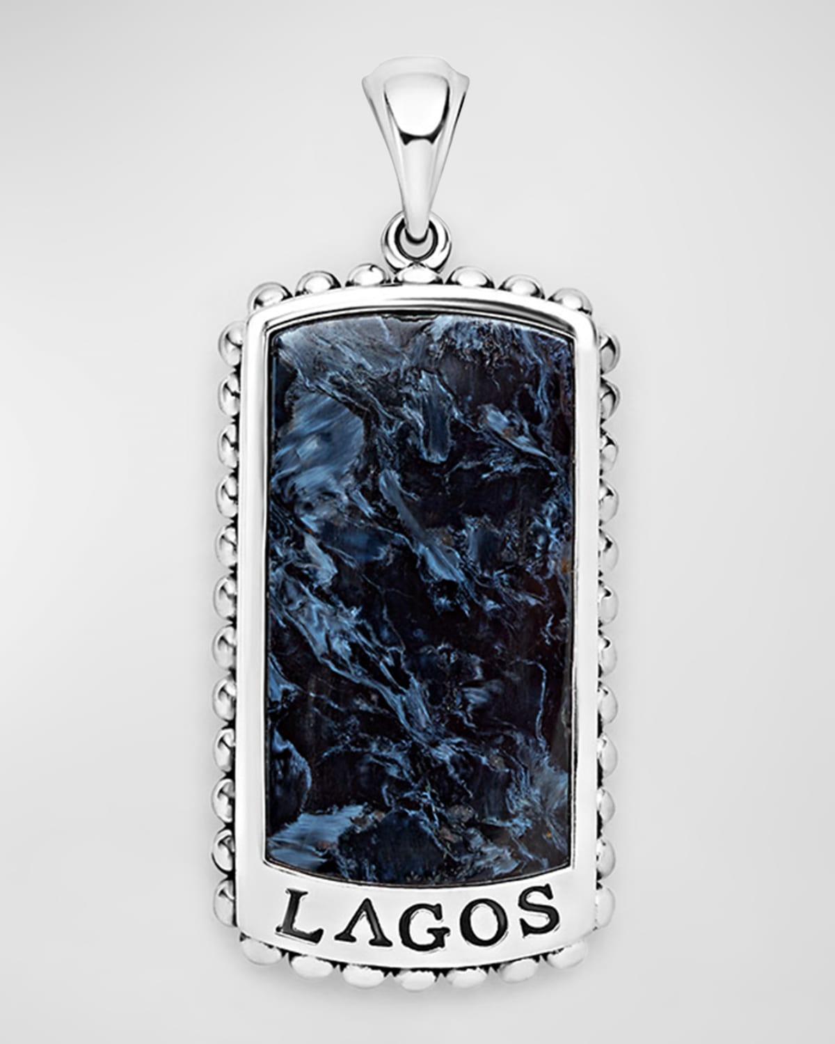 Lagos Mens Sterling Silver Anthem Black Agate Dog Tag Pendant - Exclusive Product Image