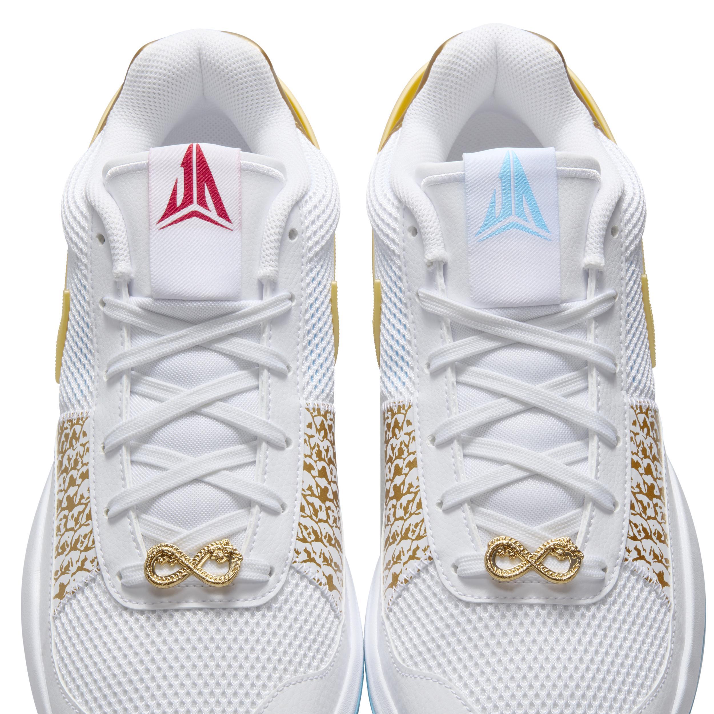 Nike Mens JA 1 CNY - Basketball Shoes White/Metallic Gold/Auarius Blue Product Image