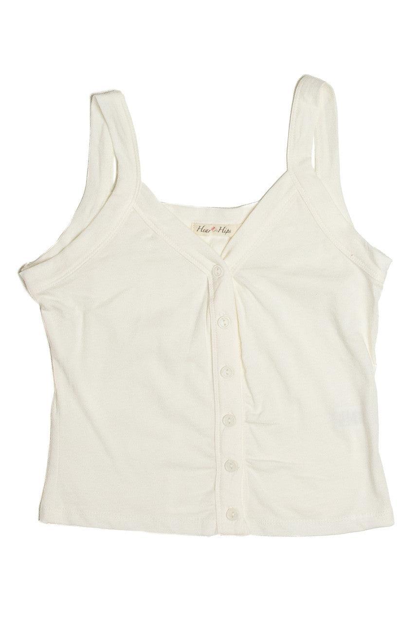 White Button Down Tank Top Product Image