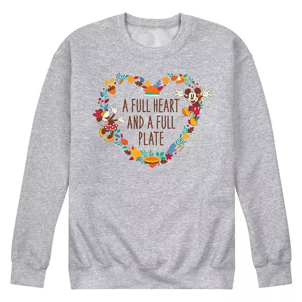 Disney's Mickey & Minnie Mouse Men's Full Heart Full Plate Fleece Sweatshirt, Size: XXL, Gray Product Image