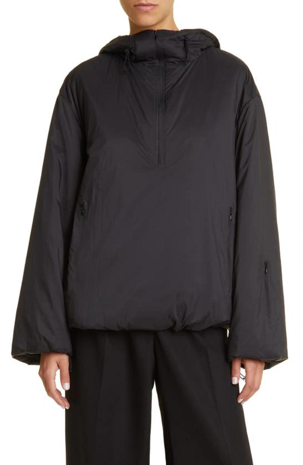 THE ROW Althena Padded Hooded Quarter-zip Track Jacket In Black Product Image