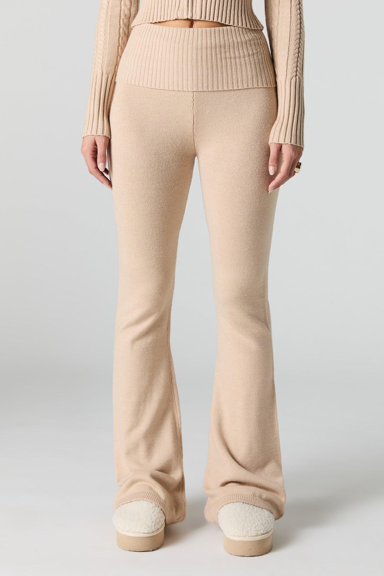 Foldover Waist Flare Knit Pant Female Product Image