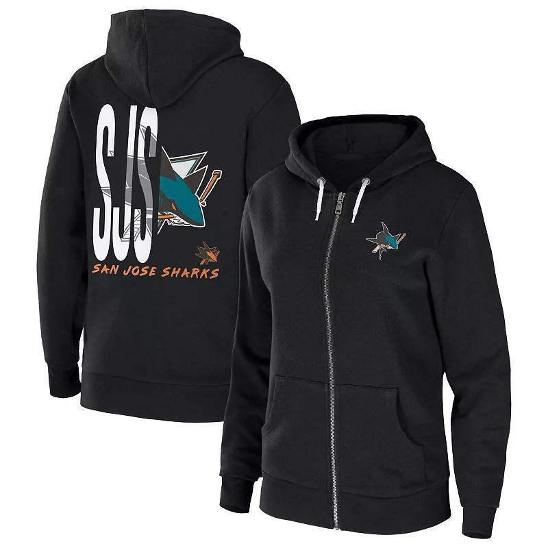 Women's WEAR by Erin Andrews Black San Jose Sharks Sponge Fleece Full-Zip Hoodie, Size: Medium, Sks Black Product Image