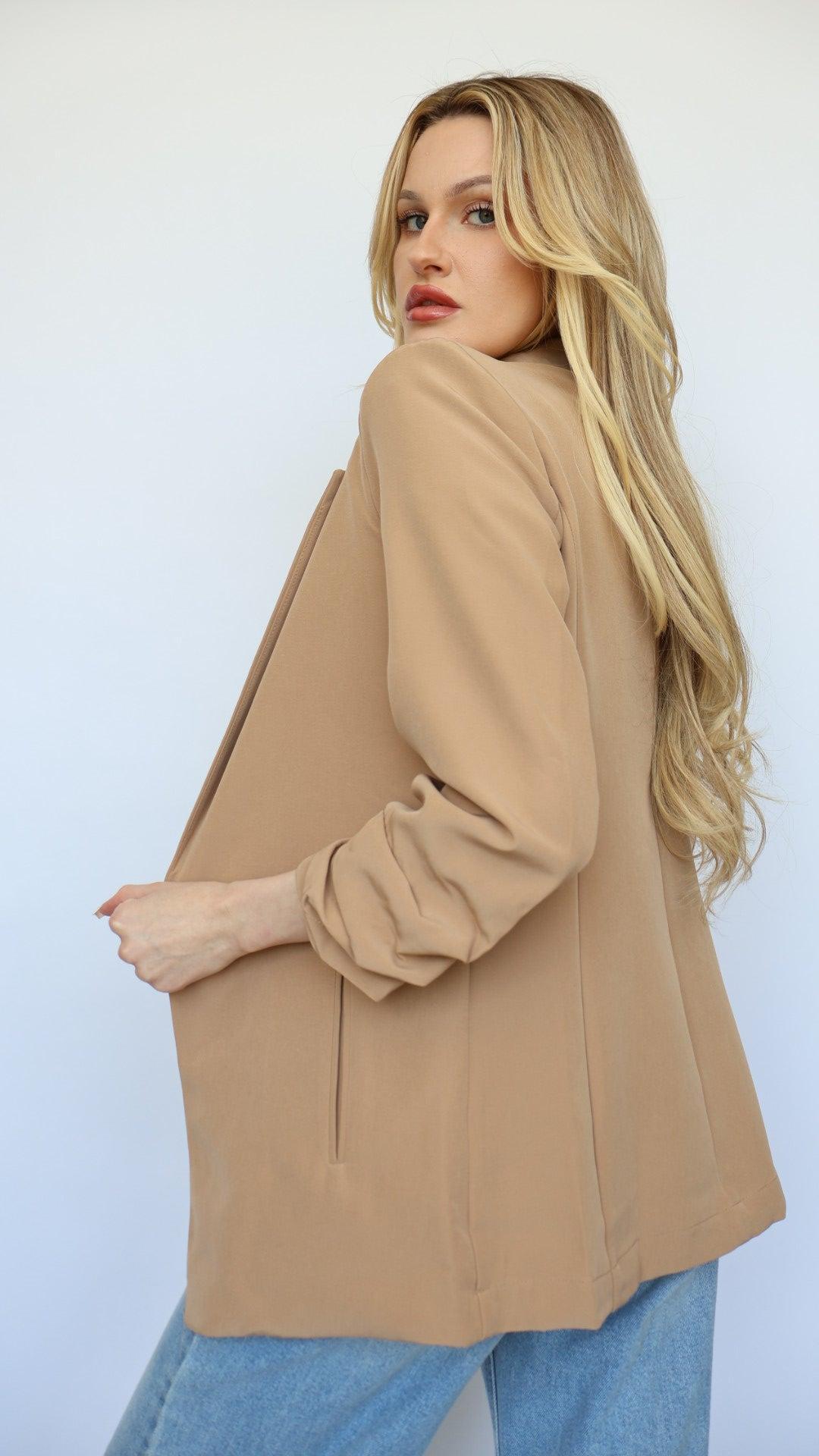 3/4 Ruched Sleeve Blazer Product Image