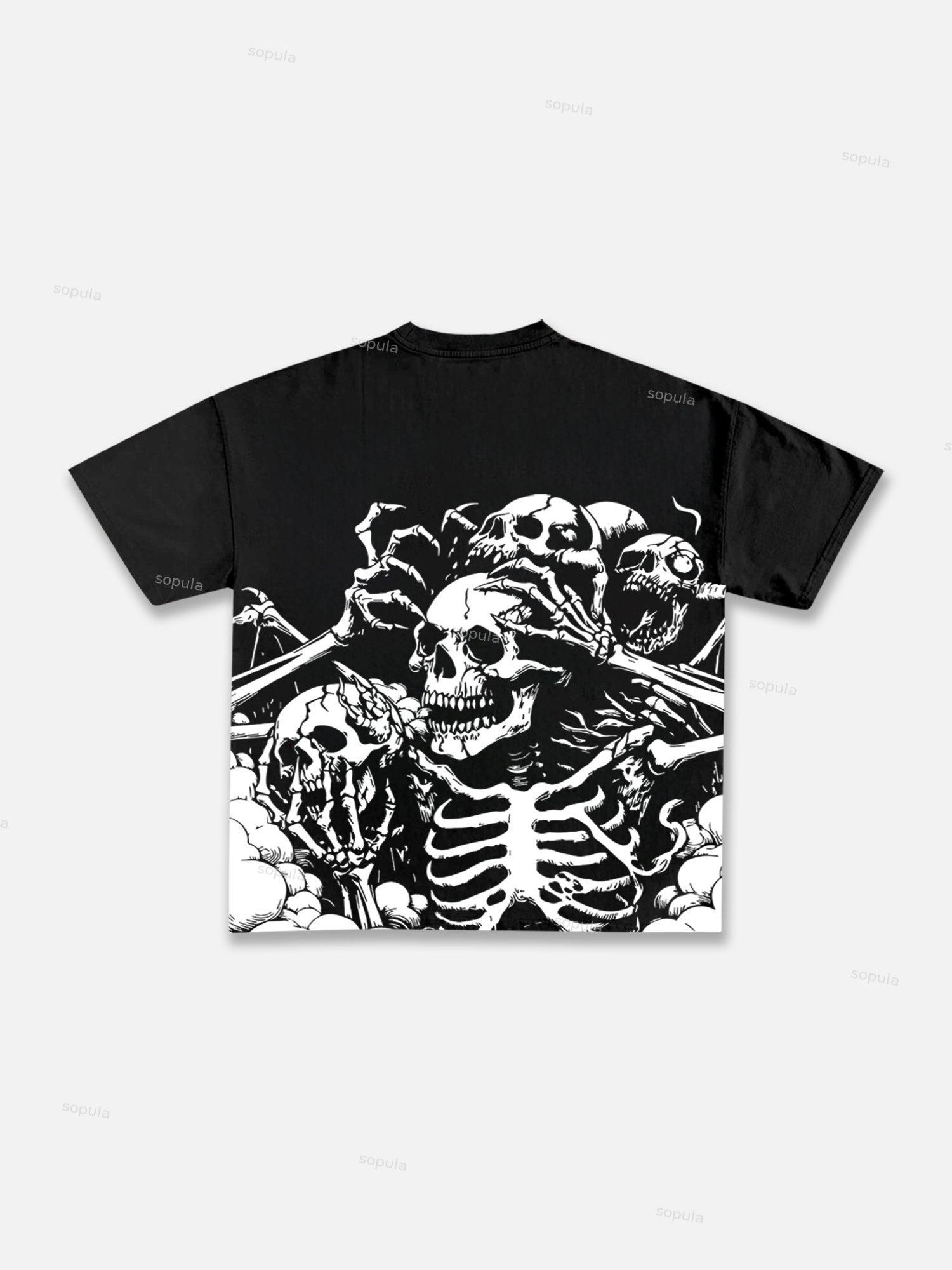 Freedom Skull Graphic Print Cotton T-shirt Product Image
